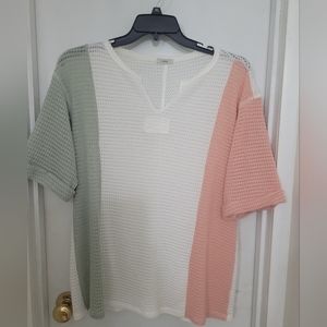 NWOT JODIFL shirt, size Large, pink, green